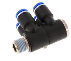Racor rápido de 4 vías de 8 mm x R1/4'' con rosca macho Latón/PA 66 NBR Giratorio