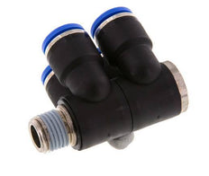 Racor rápido de 4 vías de 10 mm x R1/4'' con rosca macho Latón/PA 66 NBR Giratorio