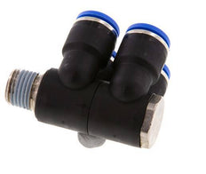 Racor rápido de 4 vías de 10 mm x R1/4'' con rosca macho Latón/PA 66 NBR Giratorio
