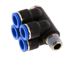 Racor rápido de 4 vías de 10 mm x R1/4'' con rosca macho Latón/PA 66 NBR Giratorio