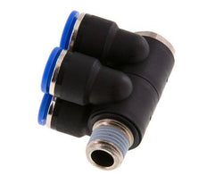 Racor rápido de 4 vías de 10 mm x R1/4'' con rosca macho Latón/PA 66 NBR Giratorio