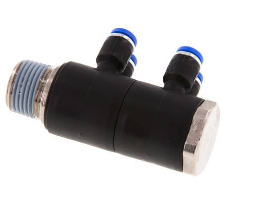 Racor rápido de 4 mm x R3/8'' con rosca macho Latón/PA 66 NBR giratorio