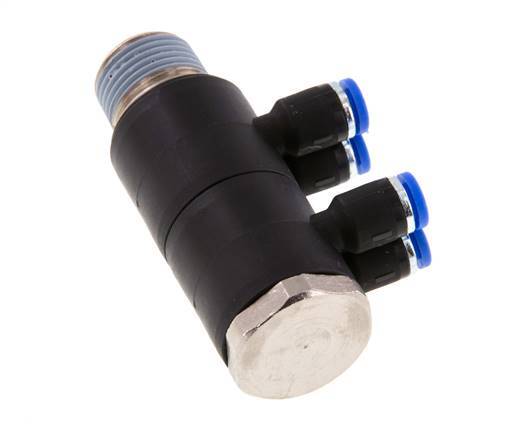 Racor rápido de 4 mm x R3/8'' con rosca macho Latón/PA 66 NBR giratorio