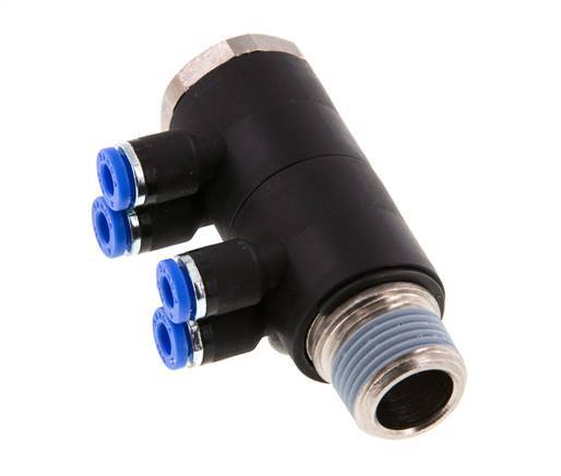 Racor rápido de 4 mm x R3/8'' con rosca macho Latón/PA 66 NBR giratorio