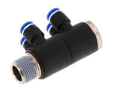 Racor rápido de 4 vías de 6 mm x R3/8'' con rosca macho Latón/PA 66 NBR Giratorio