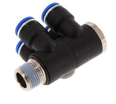 Racor rápido de 4 vías de 10 mm x R3/8'' con rosca macho Latón/PA 66 NBR Giratorio