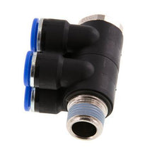 Racor rápido de 4 vías de 10 mm x R3/8'' con rosca macho Latón/PA 66 NBR Giratorio
