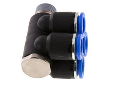 Racor rápido de 4 vías de 12 mm x R3/8'' con rosca macho Latón/PA 66 NBR Giratorio