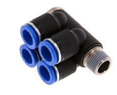 Racor rápido de 4 vías de 12 mm x R3/8'' con rosca macho Latón/PA 66 NBR Giratorio