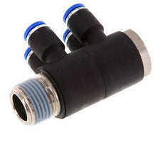 Racor rápido de 4 vías de 8 mm x R1/2'' con rosca macho Latón/PA 66 NBR Giratorio