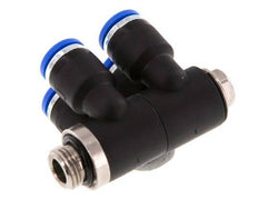 Racor rápido de 4 vías de 6 mm x G1/8'' con rosca macho Latón/PA 66 NBR Giratorio