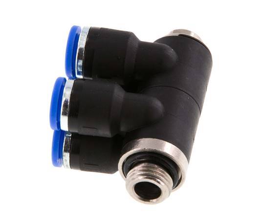 Racor rápido de 4 vías de 6 mm x G1/8'' con rosca macho Latón/PA 66 NBR Giratorio