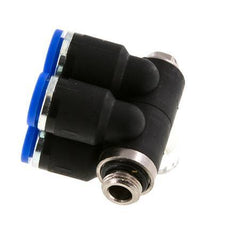 Racor rápido de 4 vías de 8 mm x G1/8'' con rosca macho Latón/PA 66 NBR Giratorio
