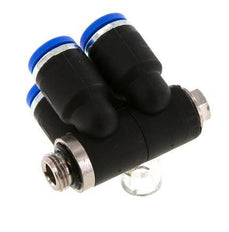 Racor rápido de 4 vías de 8 mm x G1/8'' con rosca macho Latón/PA 66 NBR Giratorio