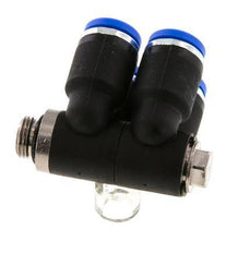 Racor rápido de 4 vías de 8 mm x G1/8'' con rosca macho Latón/PA 66 NBR Giratorio