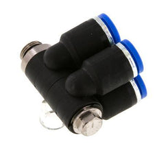 Racor rápido de 4 vías de 8 mm x G1/8'' con rosca macho Latón/PA 66 NBR Giratorio