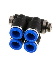Racor rápido de 4 vías de 8 mm x G1/8'' con rosca macho Latón/PA 66 NBR Giratorio