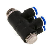 Racor rápido de 4 vías de 6 mm x G1/4'' con rosca macho Latón/PA 66 NBR Giratorio