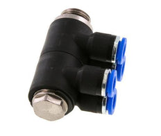 Racor rápido de 4 vías de 6 mm x G1/4'' con rosca macho Latón/PA 66 NBR Giratorio