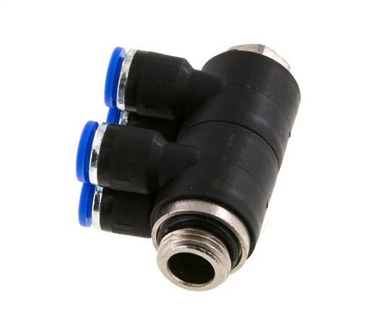 Racor rápido de 4 vías de 6 mm x G1/4'' con rosca macho Latón/PA 66 NBR Giratorio