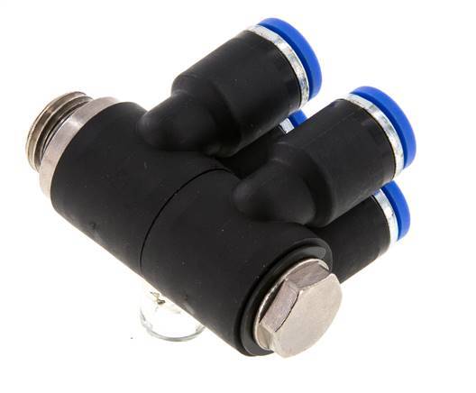 Racor rápido de 4 vías de 8 mm x G1/4'' con rosca macho Latón/PA 66 NBR Giratorio