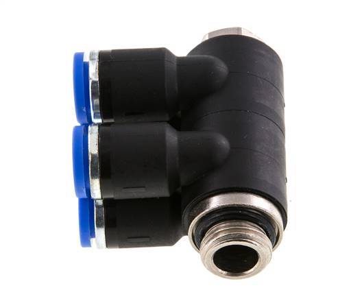 Racor rápido de 4 vías de 8 mm x G1/4'' con rosca macho Latón/PA 66 NBR Giratorio