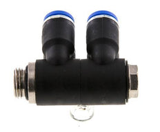 Racor rápido de 4 vías de 8 mm x G1/4'' con rosca macho Latón/PA 66 NBR Giratorio