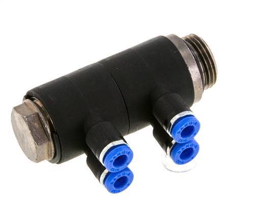 Racor de 4mm x G3/8'' con rosca macho Latón/PA 66 NBR Giratorio
