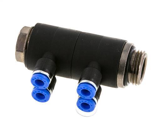 Racor de 4mm x G3/8'' con rosca macho Latón/PA 66 NBR Giratorio