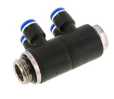 Racor rápido de 4 vías de 6 mm x G3/8'' con rosca macho Latón/PA 66 NBR Giratorio