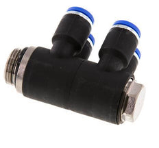Racor rápido de 4 vías de 8 mm x G3/8'' con rosca macho Latón/PA 66 NBR Giratorio