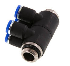 Racor rápido de 4 vías de 8 mm x G3/8'' con rosca macho Latón/PA 66 NBR Giratorio