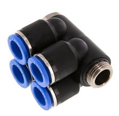 Racor rápido de 4 vías 12mm x G3/8'' con rosca macho Latón/PA 66 NBR Giratorio