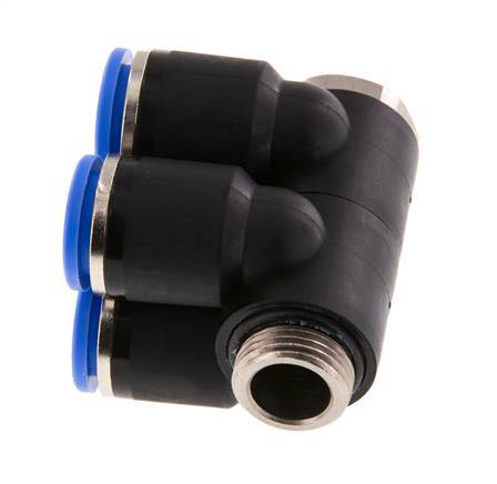 Racor rápido de 4 vías 12mm x G3/8'' con rosca macho Latón/PA 66 NBR Giratorio