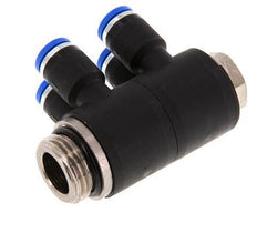 Racor rápido de 4 vías de 8 mm x G1/2'' con rosca macho Latón/PA 66 NBR Giratorio