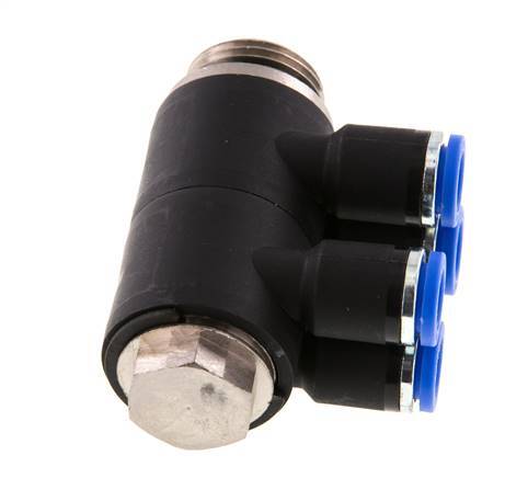 Racor rápido de 4 vías de 8 mm x G1/2'' con rosca macho Latón/PA 66 NBR Giratorio