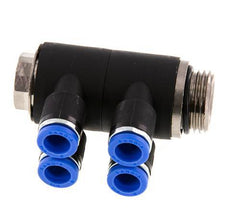 Racor rápido de 4 vías de 8 mm x G1/2'' con rosca macho Latón/PA 66 NBR Giratorio