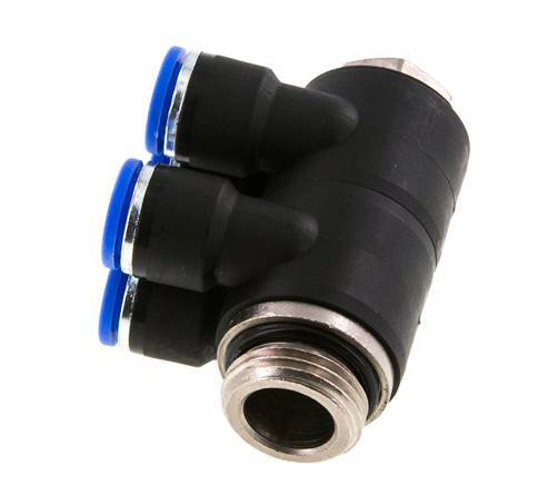 Racor rápido de 4 vías de 10 mm x G1/2'' con rosca macho Latón/PA 66 NBR Giratorio
