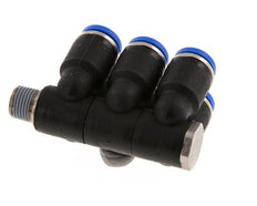 Racor rápido de 6 vías de 8 mm x R1/8'' con rosca macho Latón/PA 66 NBR Giratorio