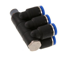 Racor rápido de 6 vías de 8 mm x R1/8'' con rosca macho Latón/PA 66 NBR Giratorio