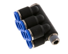 Racor rápido de 6 vías de 8 mm x R1/8'' con rosca macho Latón/PA 66 NBR Giratorio