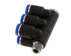 Racor rápido de 6 vías de 8 mm x R1/8'' con rosca macho Latón/PA 66 NBR Giratorio