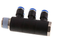Racor rápido de 6 vías de 8 mm x R1/2'' con rosca macho Latón/PA 66 NBR Giratorio