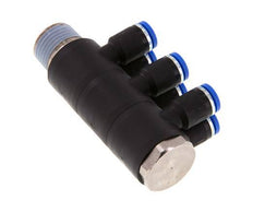 Racor rápido de 6 vías de 8 mm x R1/2'' con rosca macho Latón/PA 66 NBR Giratorio