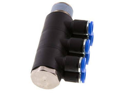 Racor rápido de 6 vías de 8 mm x R1/2'' con rosca macho Latón/PA 66 NBR Giratorio