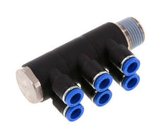 Racor rápido de 6 vías de 8 mm x R1/2'' con rosca macho Latón/PA 66 NBR Giratorio