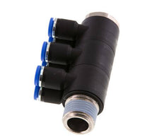 Racor rápido de 6 vías de 8 mm x R1/2'' con rosca macho Latón/PA 66 NBR Giratorio