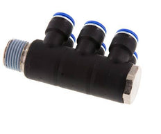 Racor rápido de 6 vías de 10mm x R1/2'' con rosca macho Latón/PA 66 NBR Giratorio