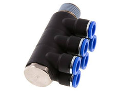 Racor rápido de 6 vías de 10mm x R1/2'' con rosca macho Latón/PA 66 NBR Giratorio