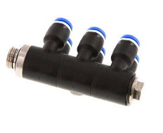 Racor rápido de 6 vías de 4 mm x G1/8'' con rosca macho Latón/PA 66 NBR Giratorio